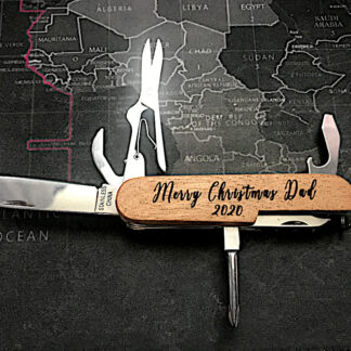 Folding Wood Handled Swiss Army Knife - Your Text